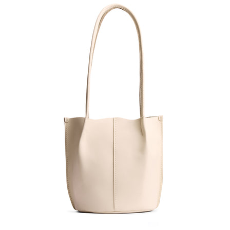 Bone*Large | Wide bucket shaped tote bag with matching leather handles