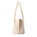 Bone Small | Petite bucket shaped tote bag with matching leather handles