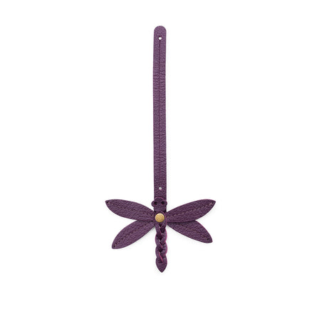 Plum | Dragonfly shaped leather charm tassel