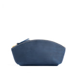 Deep Water Eclipse | Spacious leather makeup bag with curved seams and top zipper