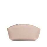 Oatmilk Eclipse | Spacious leather makeup bag with curved seams and top zipper
