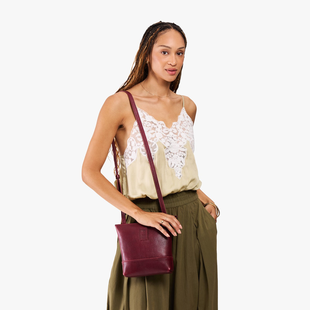 Cabernet | Small rectangular crossbody purse with top zipper and interior pocket