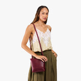 Cabernet | Small rectangular crossbody purse with top zipper and interior pocket