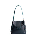 Boreal Small | Symmetrical leather bag with leather drawstring closure and adjustable shoulder strap