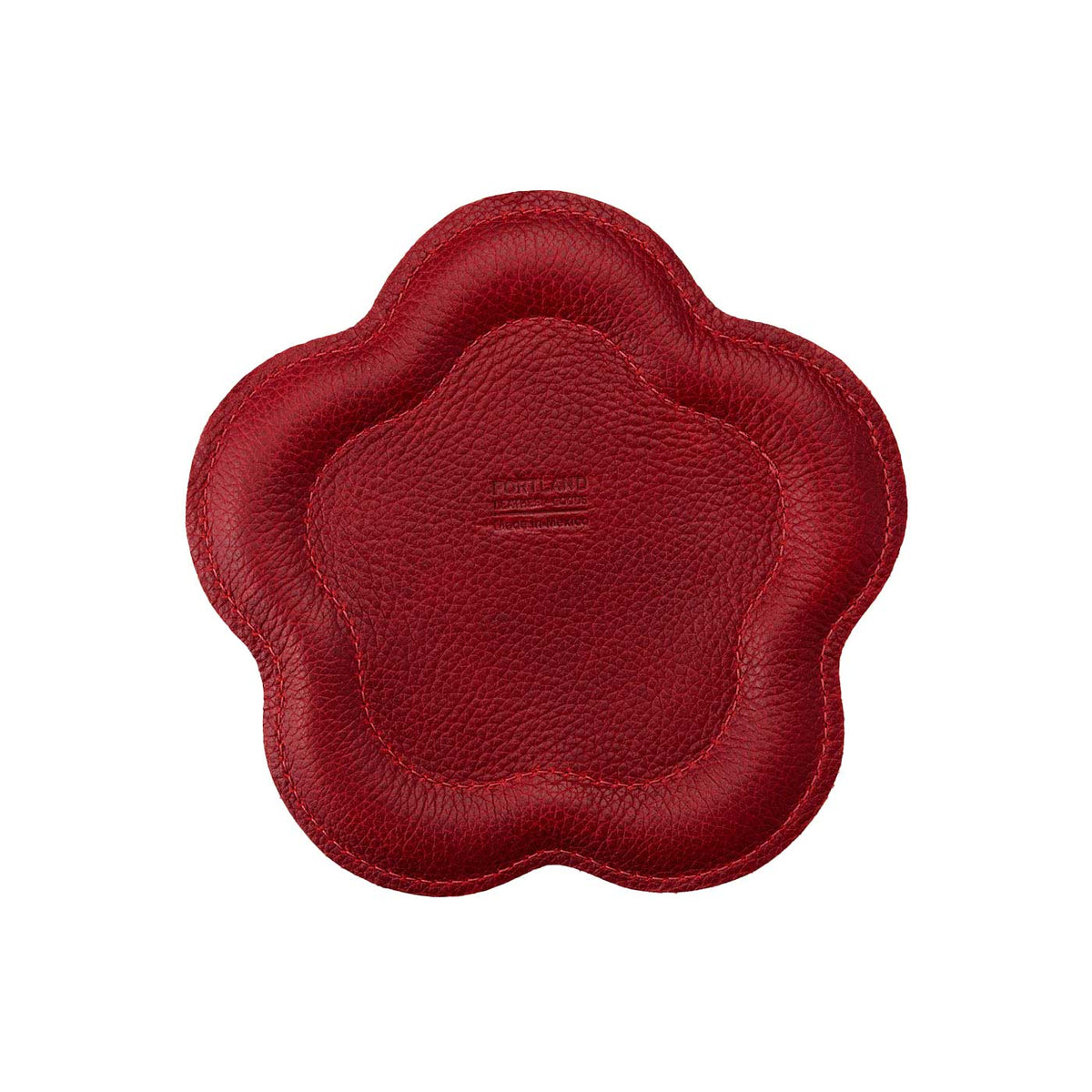 Chili Red | Floral shaped leather tray with stuffed edges 
