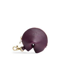 Plum | Leather fortune cookie shaped keychain pouch