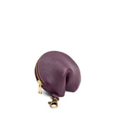 Plum | Leather fortune cookie shaped keychain pouch