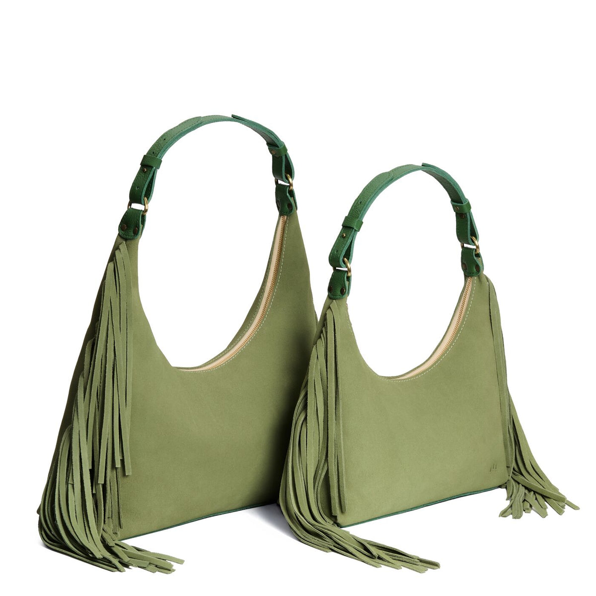 Laurel*ANY*Fringe | Fringe size comparison of a U-shaped shoulder bag with adjustable strap