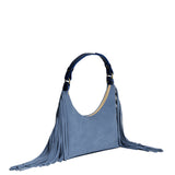 Denim Small Fringe | U-shaped shoulder bag with adjustable strap