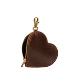 Coldbrew | Heart-shaped leather pouch keychain with zipper top and lobster clasp