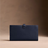 Anchor Blue Large | Leather bifold wallet with a strap and bar closure