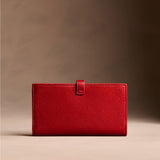 Icon Red Large | Leather bifold wallet with a strap and bar closure