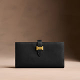 Onyx Large | Leather bifold wallet with a strap and bar closure