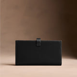 Onyx Large | Leather bifold wallet with a strap and bar closure