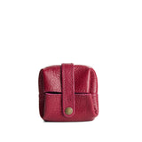 Orchid | Foldable square leather pouch with snap closure closed