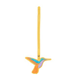 Canary | Multi-colored hummingbird embroidered on a leather tassel