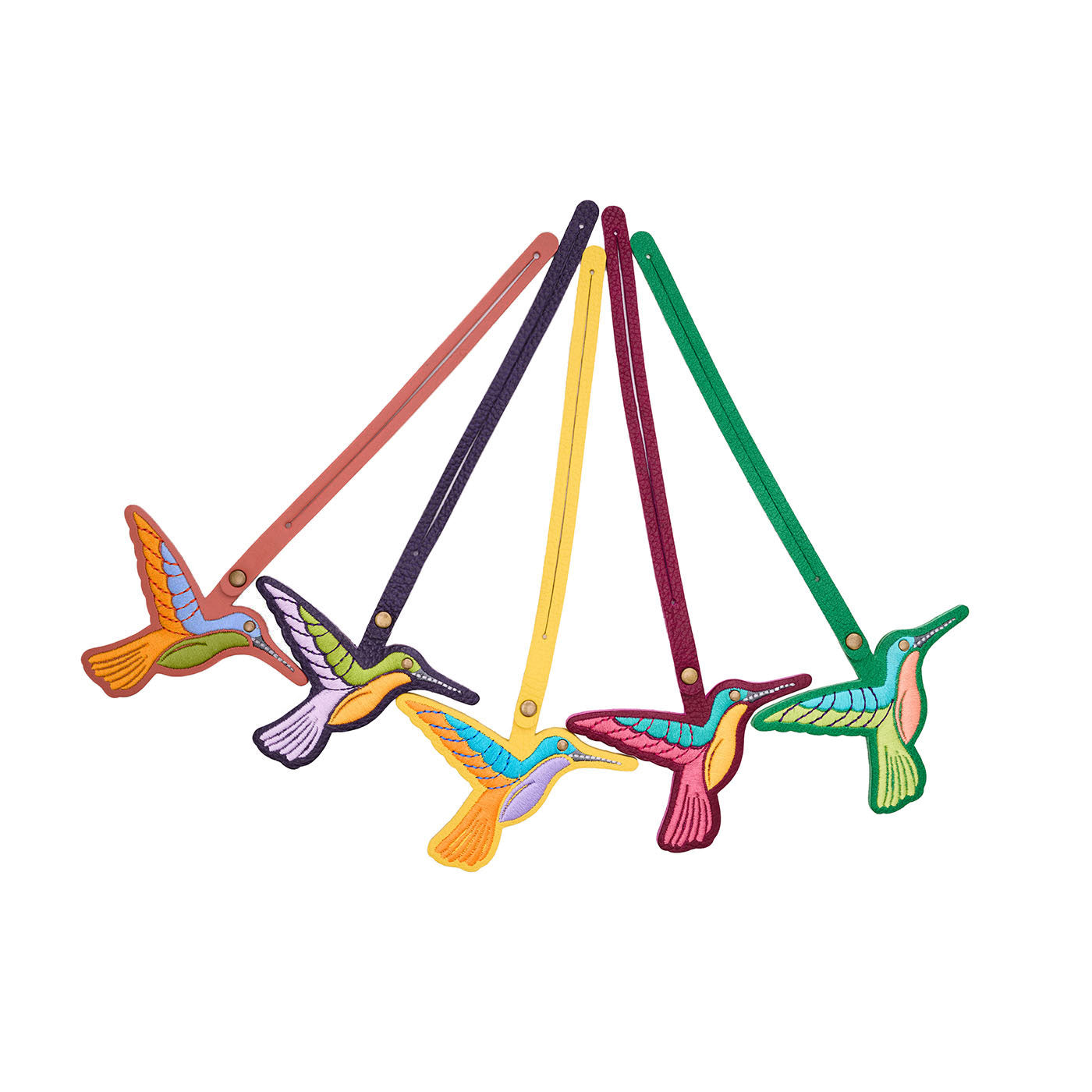 All Variants | Multi-colored hummingbird embroidered on a leather tassel