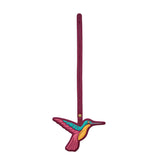 Orchid | Multi-colored hummingbird embroidered on a leather tassel