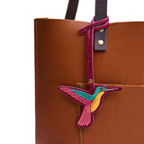 Orchid | Multi-colored hummingbird embroidered on a leather tassel