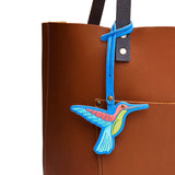 Skydive | Multi-colored hummingbird embroidered on a leather tassel