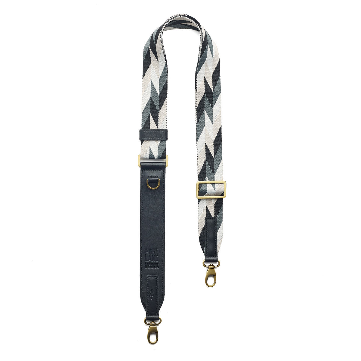 Moonstone | Patterned fabric and leather strap on a white background