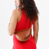 Meadow Small | Model wearing petite half circle shaped sling bag