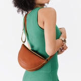 Honey Small | Model wearing petite half circle shaped sling bag