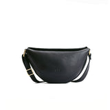 Pebbled--black Small | Petite half circle shaped sling bag