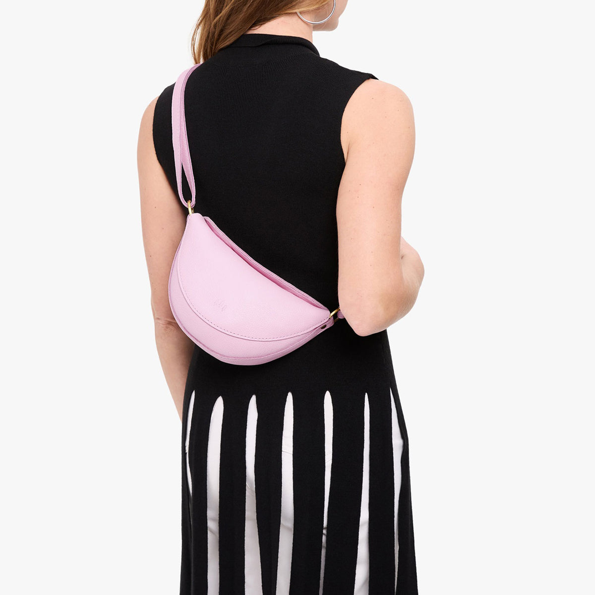 Pinkaboo*Small | Model wearing half circle shaped sling bag