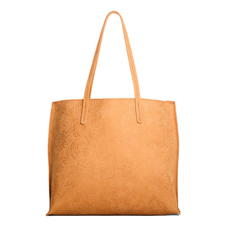 Desert Flower | Golden tote bag with debossed floral design