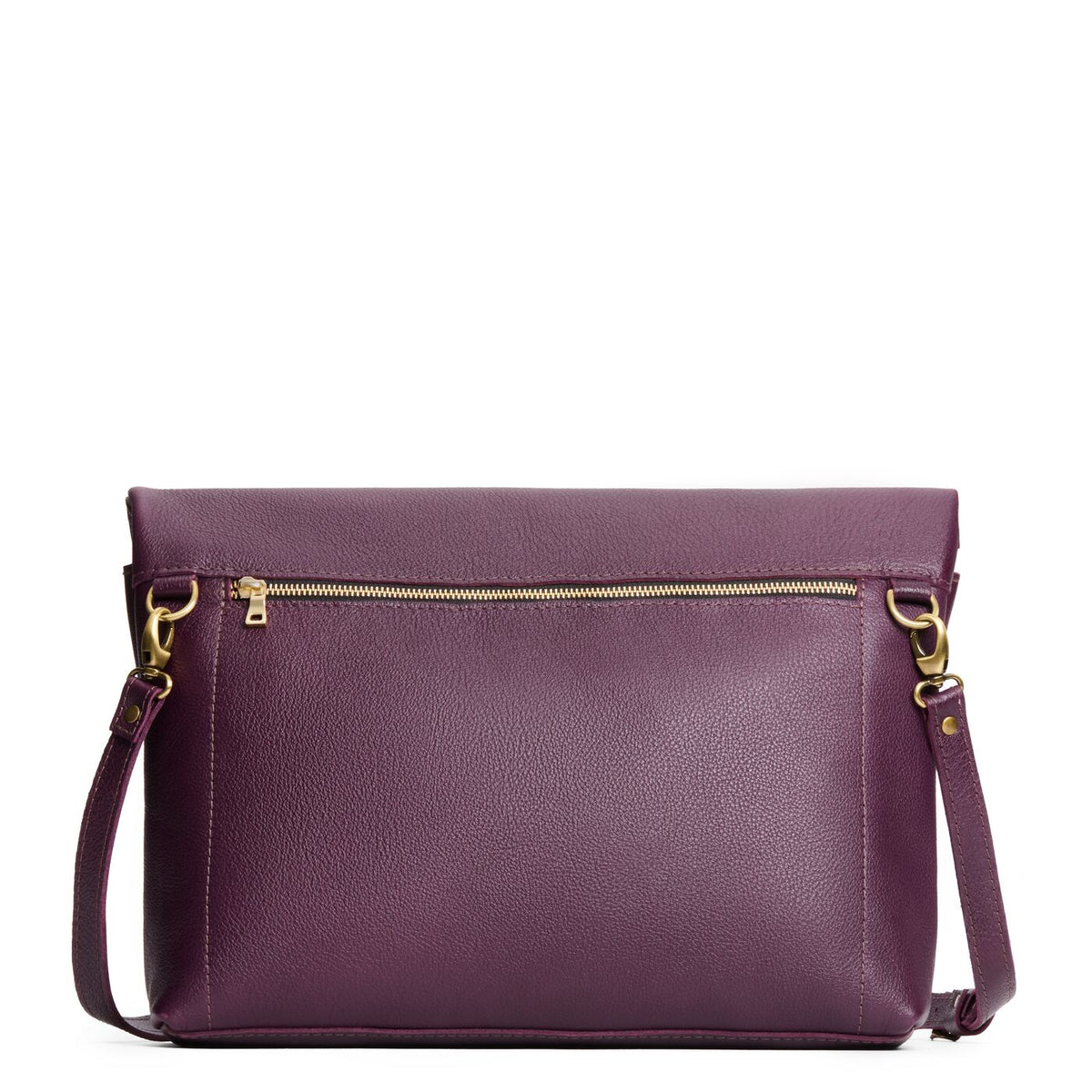 Plum*Large | Convertible tote clutch crossbody with a back zipper pocket folded into a clutch