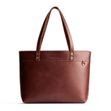 Cognac Large Zipper | Leather tote bag with riveted straps and exterior key loop