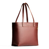 Cognac Large Zipper | Leather tote bag with riveted straps and exterior key loop