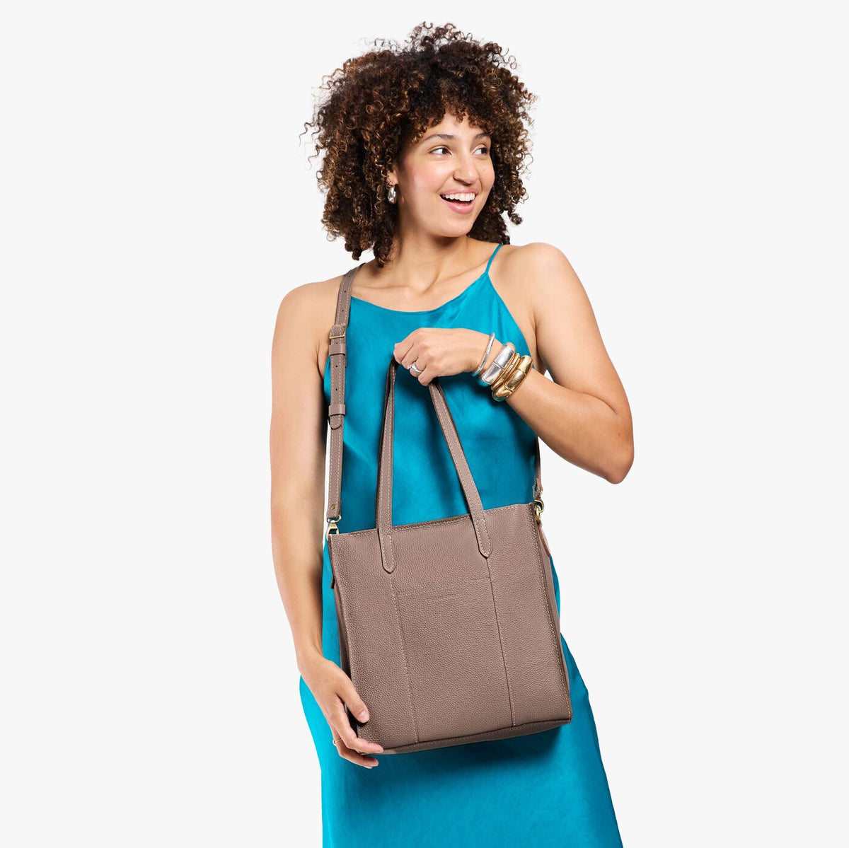 Sparrow*North/South | Structured large tote bag with overlapping panels and crossbody strap