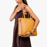 Sunshine North/South | Structured large tote bag with overlapping panels and crossbody strap