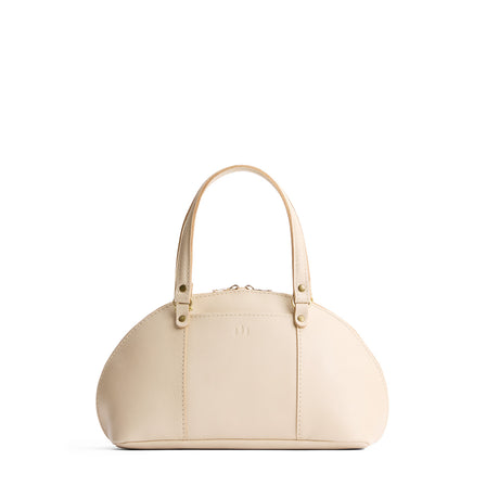 Pebbled Bone*Large | A half circle crossbody bag with handles and removable crossbody strap 