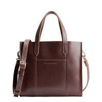 Chocolate Brown*Classic | Structured mid-size tote bag with overlapping panels and crossbody strap