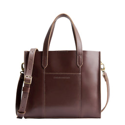Chocolate Brown*Classic | Structured mid-size tote bag with overlapping panels and crossbody strap