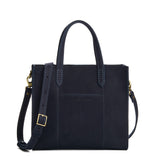 Velvet Blue Classic | Structured mid-size tote bag with overlapping panels and crossbody strap