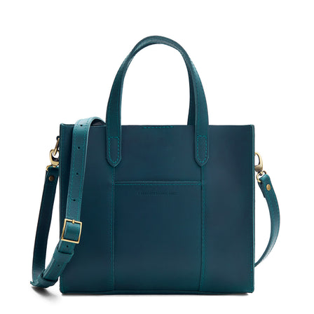 Westward Blue*Classic | Structured mid-size tote bag with overlapping panels and crossbody strap