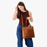 Honey North/South | Structured large tote bag with overlapping panels and crossbody strap