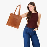 Honey North/South | Structured large tote bag with overlapping panels and crossbody strap