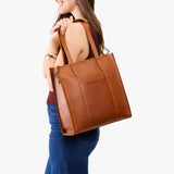 Honey North/South | Structured large tote bag with overlapping panels and crossbody strap