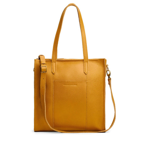 Sunshine*North/South | Structured large tote bag with overlapping panels and crossbody strap