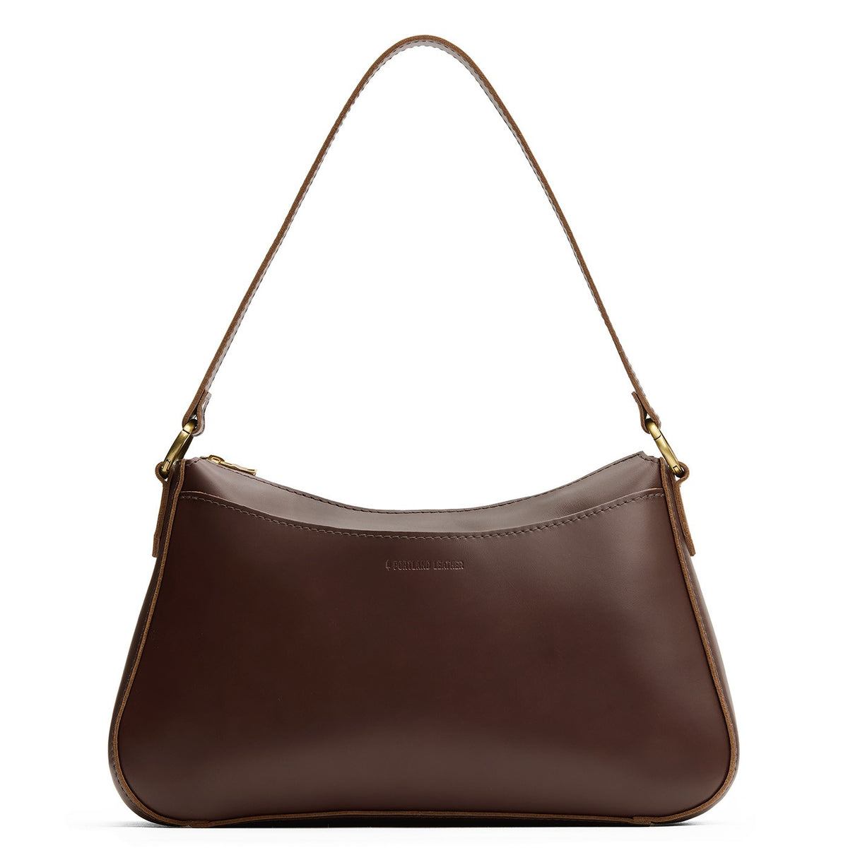 Chocolate Brown*Large | Petite bean shaped shoulder bag with a zipper 