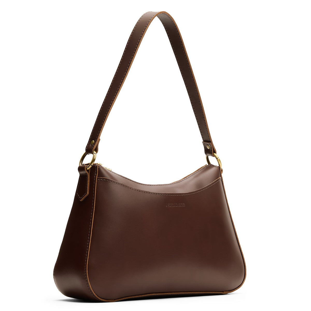 Chocolate Brown*Large | Petite bean shaped shoulder bag with a zipper 