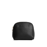 Pebbled--black Mini | Compact leather pouch with top zipper