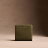 Bay Green Small | Petite slim leather bifold wallet with multiple card slots and a zippered back pocket
