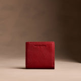 Icon Red Small | Petite slim leather bifold wallet with multiple card slots and a zippered back pocket