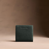 Regent Green Small | Petite slim leather bifold wallet with multiple card slots and a zippered back pocket